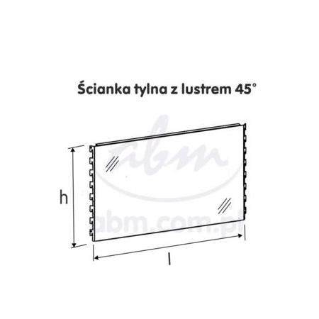 Ścianka tylna z lustrem 45 stopni narożna wewnętrzna 40 cm